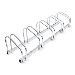 Relaxdays Fahrradständer, Für 5 Fahrräder, Boden- und Wandmontage, Mehrfachständer, HBT: ca. 26 x 130 x 32 cm, silber Image