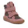 Barfußschuh FRODDO "BAREFOOT TEX WINTER", Kinder, Gr. 27, grau (grau, rosa), Veloursleder, Textil, Basic, Schuhe, Klettschuh, Winterstiefel mit TEX-Membrane