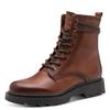 Schnürstiefelette TAMARIS, Damen, Gr. 37, braun (cognac), Leder, Lederimitat, unifarben, used, casual, Schuhe, Blockabsatz, Schnürboots mit schaftumwickelnenden Schnürsenkeln