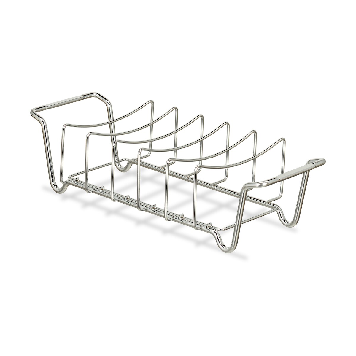 Relaxdays Rippchenhalter 2in1, Bratenkorb zum Grillen, BBQ, Rib Holder, multifunktional, für Spare Ribs, Stahl, silber Image