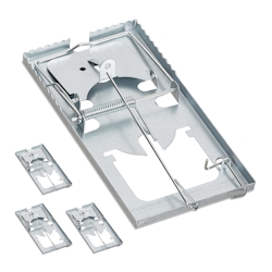 Relaxdays Rattenfalle, 4er Set, verzahnte Fangfläche, wiederverwendbar, hohe Schlagkraft, Metall, Schlagfalle, silber Image