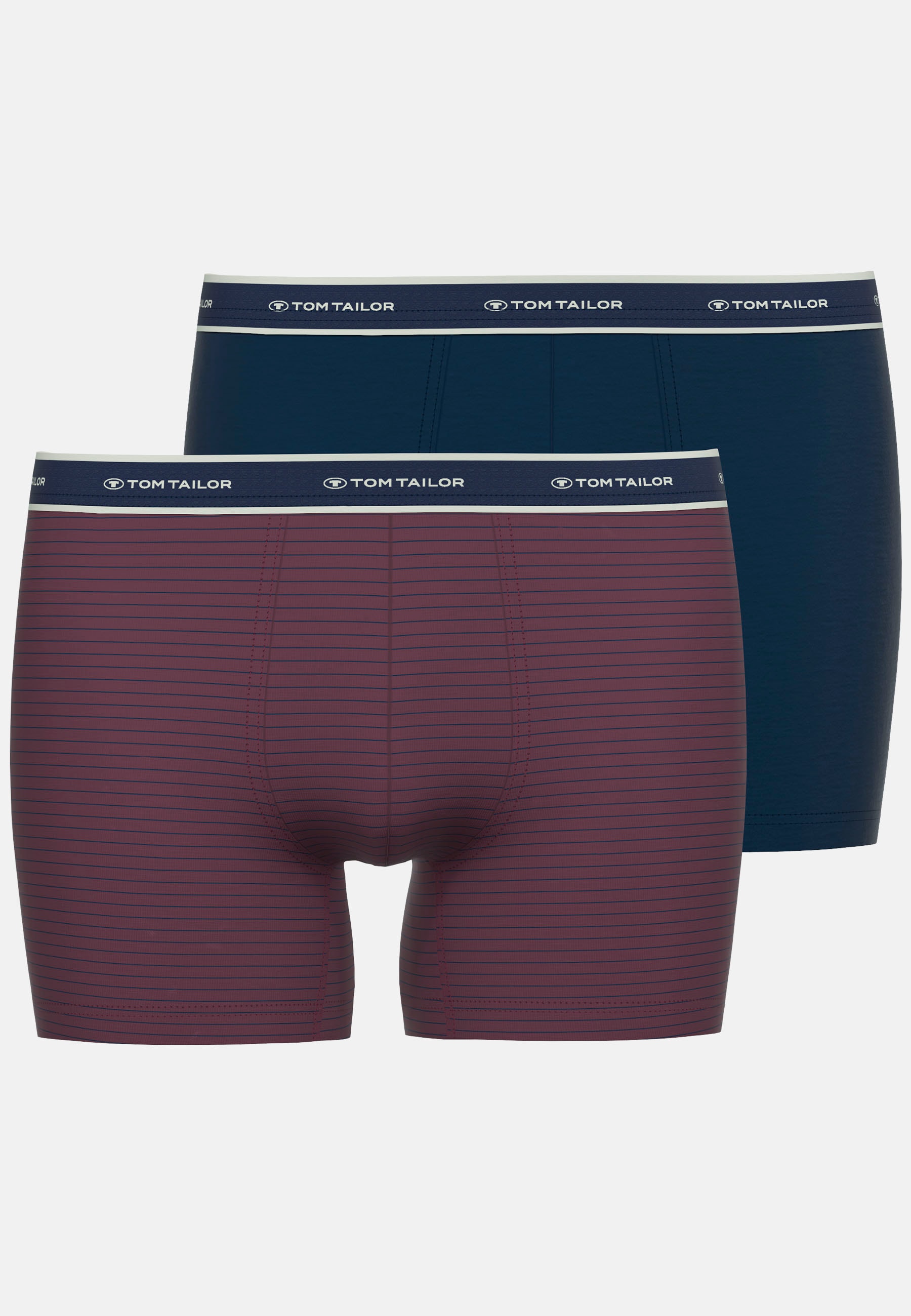 Lange Unterhose TOM TAILOR "Kentucky", Herren, Gr. 5M, rot (rot, dunkel, ringel), Obermaterial: 95% Baumwolle, 5% Elasthan, eng, Unterhosen Lange Unterhose, Logobund, basic, gestreift, eng, bequem, weich, Baumwollmix