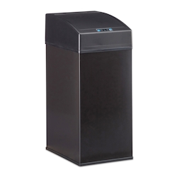 Relaxdays Sensor Mülleimer, Automatikdeckel, Inneneimer mit Griff, hygienisch, 7 L, Stahl, HBT: 35 x 15 x 20 cm, schwarz Image