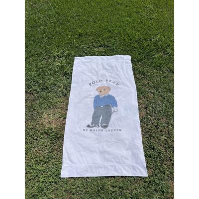 Ralph Lauren Bath | Vintage Polo Bear Beach Towel Ralph Lauren Bear Golfing Usa Made 66.5" | Color: White | Size: Os