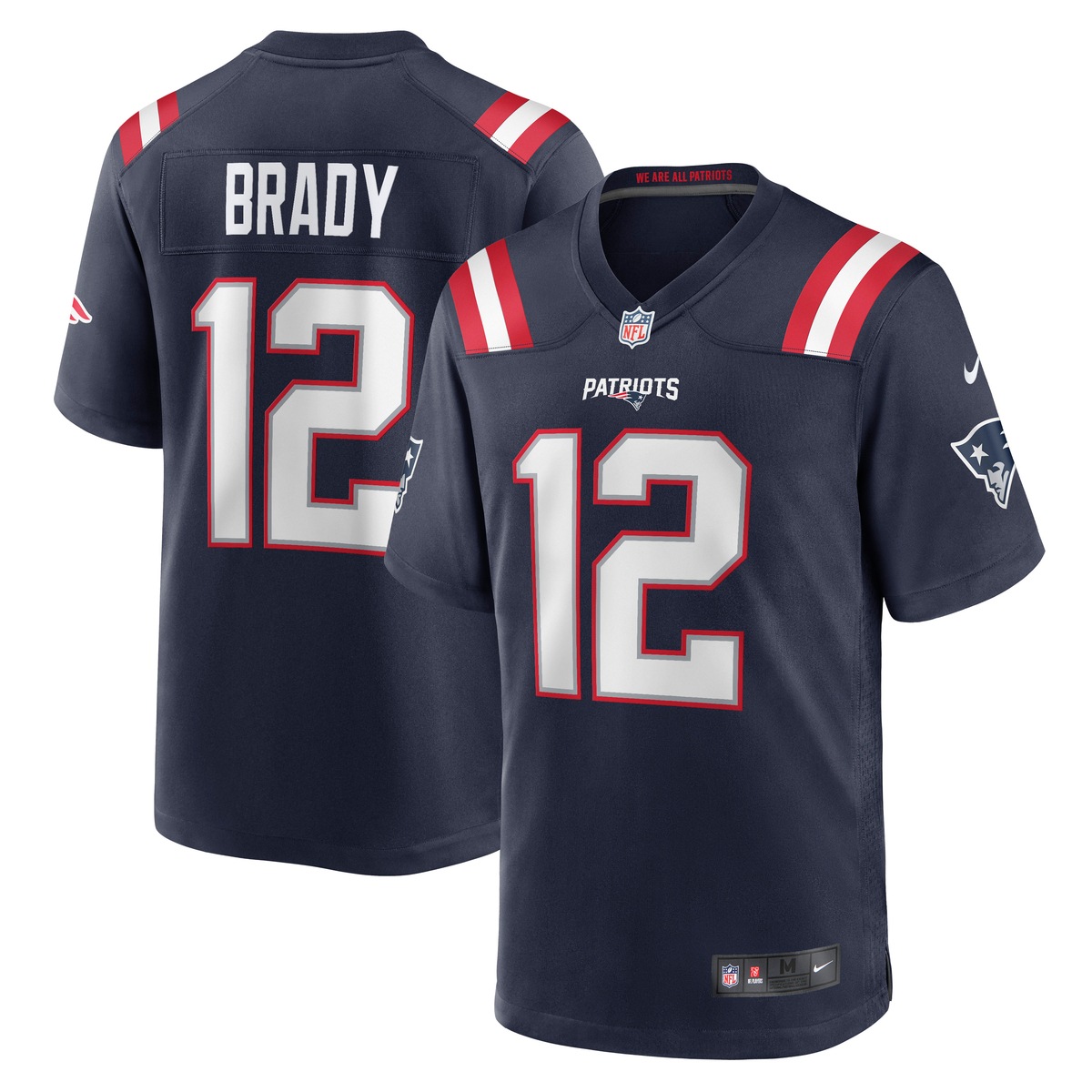 Footballtrikot NIKE "Nike Trikot New England Patriots Nike Game Home Brady 12", Herren, Gr. L, blau, 100% Polyester, Trikots Image