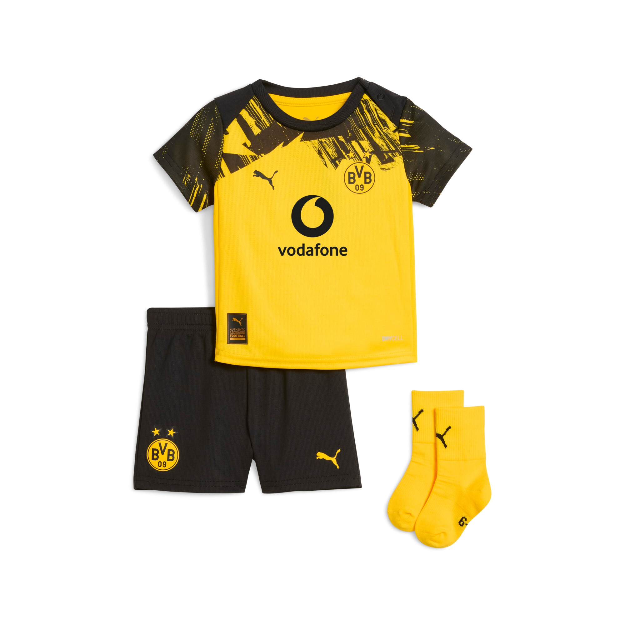 Trainingsanzug PUMA "BVB HOME BABYKIT WITH SPONSOR", Kinder, Gr. 80, faster gelb, puma schwarz, Web, Obermaterial: 100% Polyester, regular fit, Sportanzüge Image