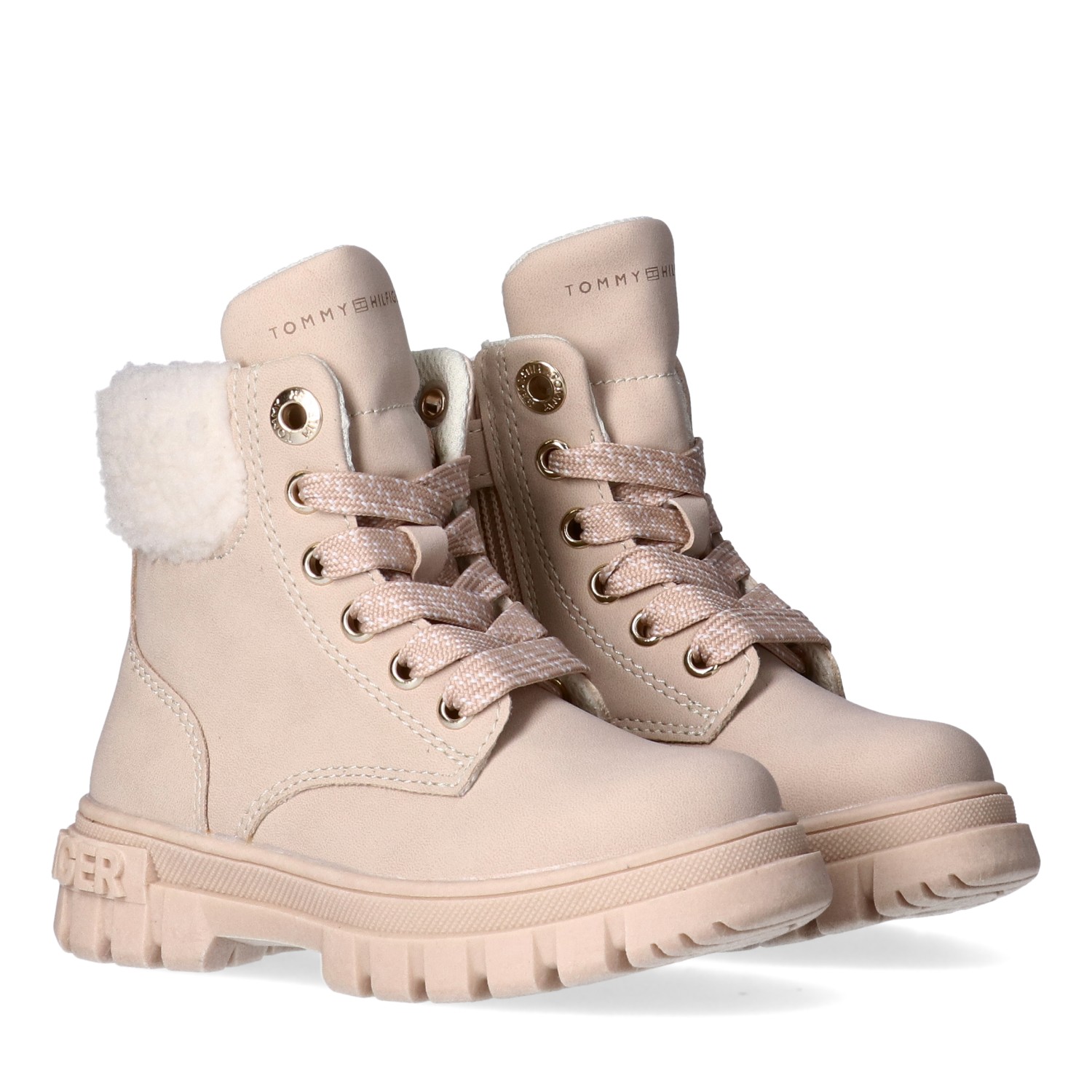 Schnürboots TOMMY HILFIGER, Kinder, Gr. 27, beige, Synthetik, Textil, Schuhe, Winterboots, Schnürstiefel mit Blockabsatz Image