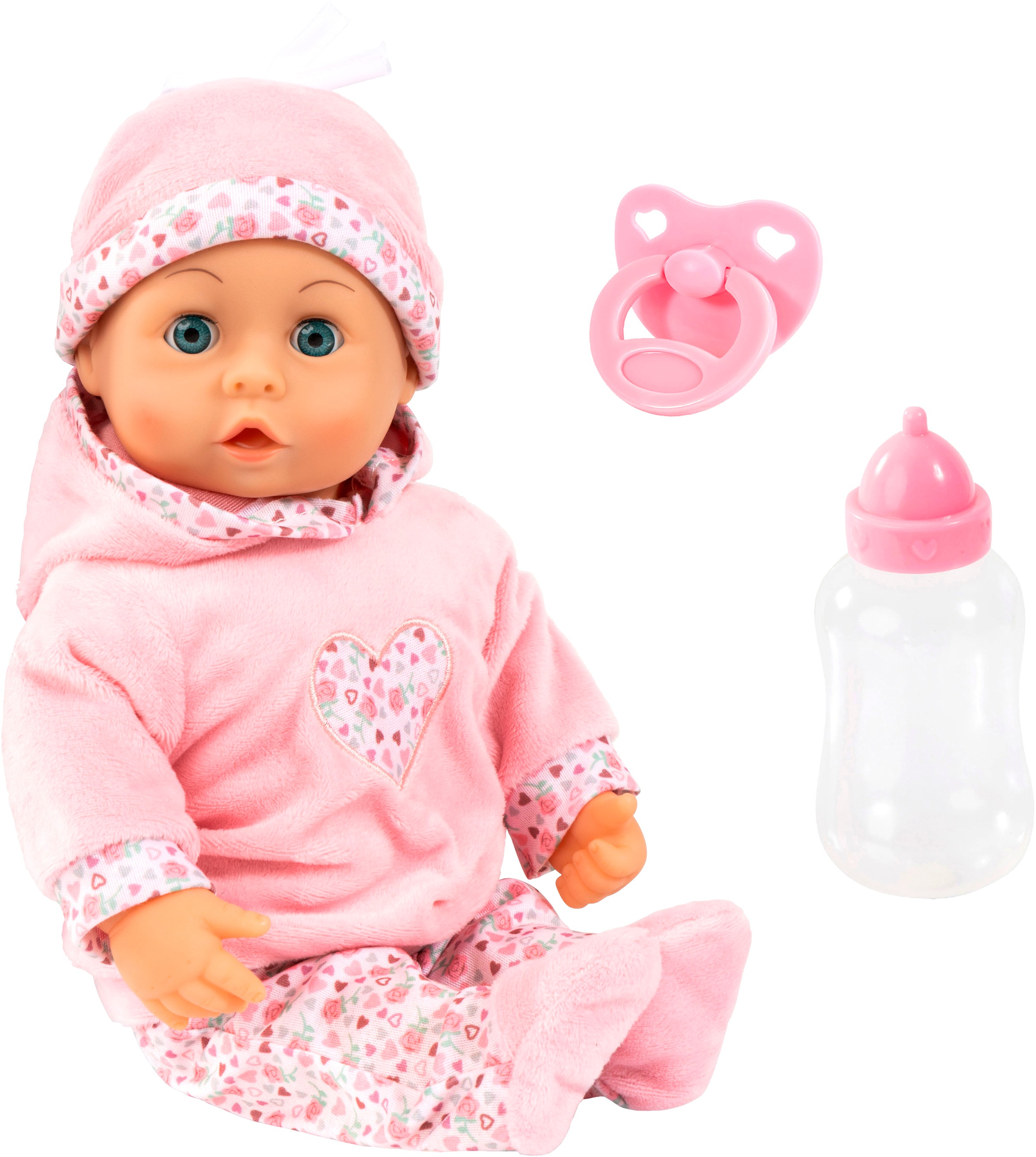 Babypuppe BAYER "First Words Baby, 38 cm, rosa", rosa, Puppen, Kinder, mit Schlafaugen und Babygeräuschen Image