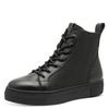 Winterboots TAMARIS, Damen, Gr. 42, schwarz, Leder, Textil, unifarben, casual, Schuhe, Plateau, Schnürboots, Stiefelette, T-Logoaufnäher an der Schuhzunge