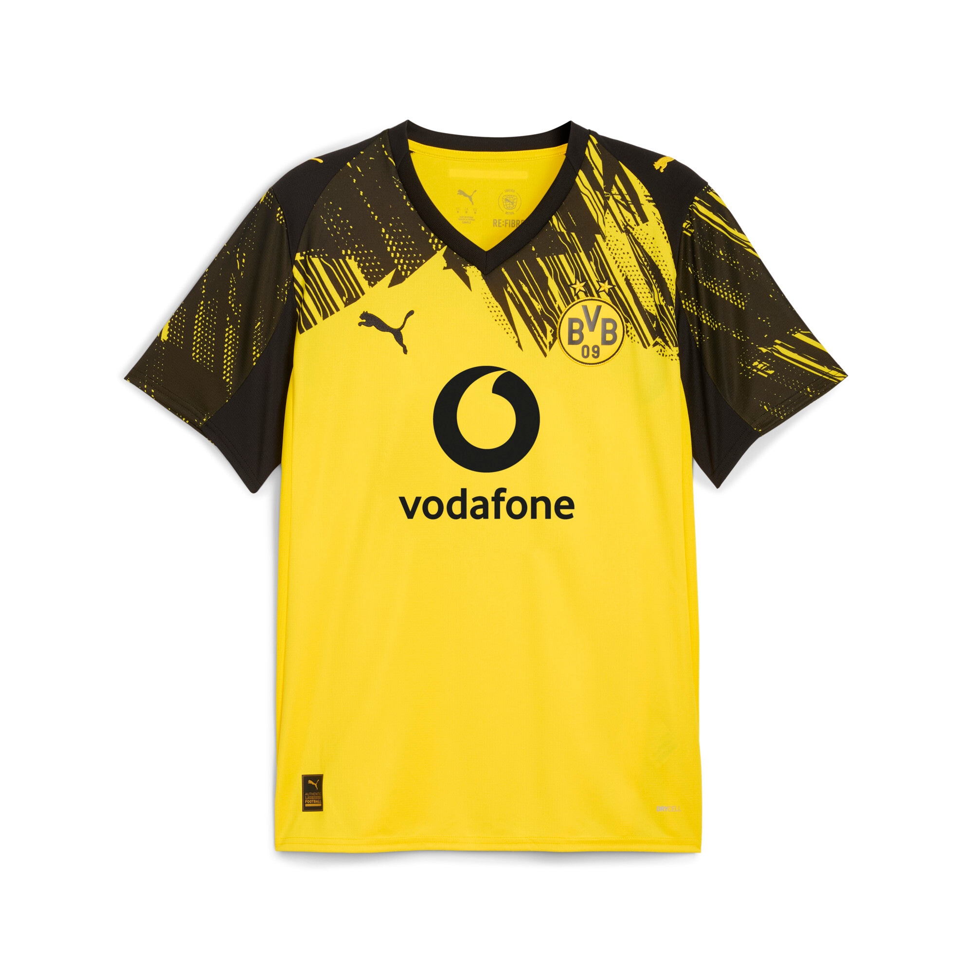 Trainingstop PUMA "BVB HOME JERSEY REPLICA WITH SPONSOR", Herren, Gr. L, faster gelb, puma schwarz, Web, Obermaterial: 100% Polyester, regular fit, Tops, Regular Fit, sportlicher Stil