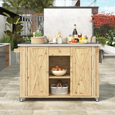 Outdoor Kitchen Island with Stainless Steel Top