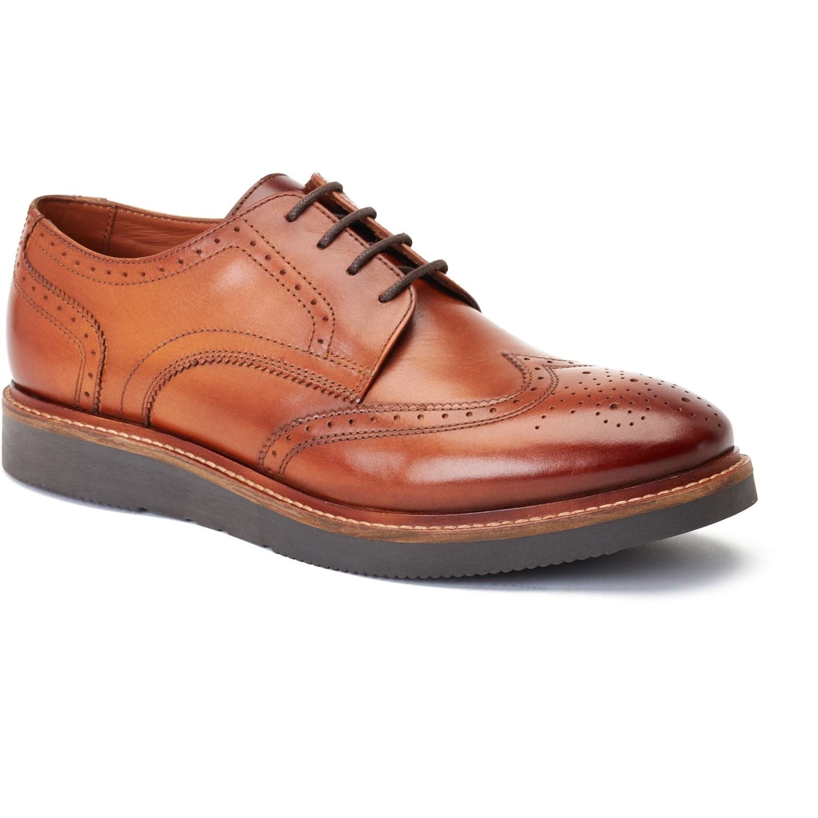 Base London Joe Leder Herren Brogues Schuhe in verbranntem Tan