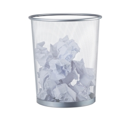 Relaxdays Papierkorb Metall, großer Papiereimer fürs Büro, Runder Mülleimer 20 Liter, Draht, 30 cm Ø, 35 cm hoch, silber Image