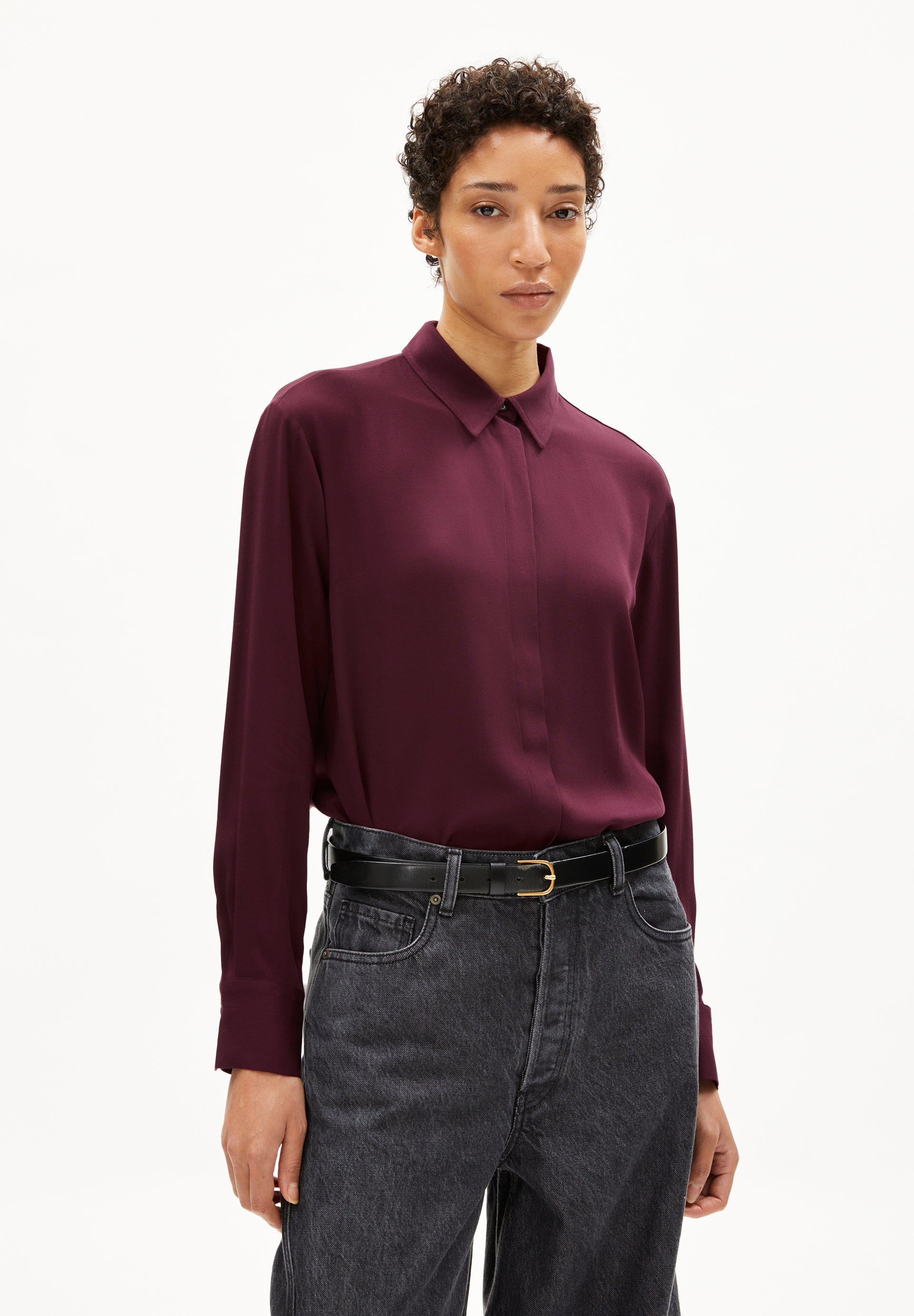LARISAANA LONGSLEEVE | Bluse aus LENZING™ ECOVERO™ Viskose - rot (L) Image