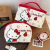 Sanrio Hello Kitty bestickte Kosmetiktasche für Mädchen, große Kapazität, tragbare Aufbewahrungstaschen, Cartoon-Kitty-Katze, Waschkosmetiktaschen