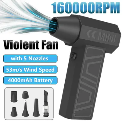 X3S Handheld Turbo Violent Blowers mit 5 Düsen 160000 U/min Mini Turbo JetFan Tragbarer Hochgeschwindigkeits-Staubsauger Luftgebläse
