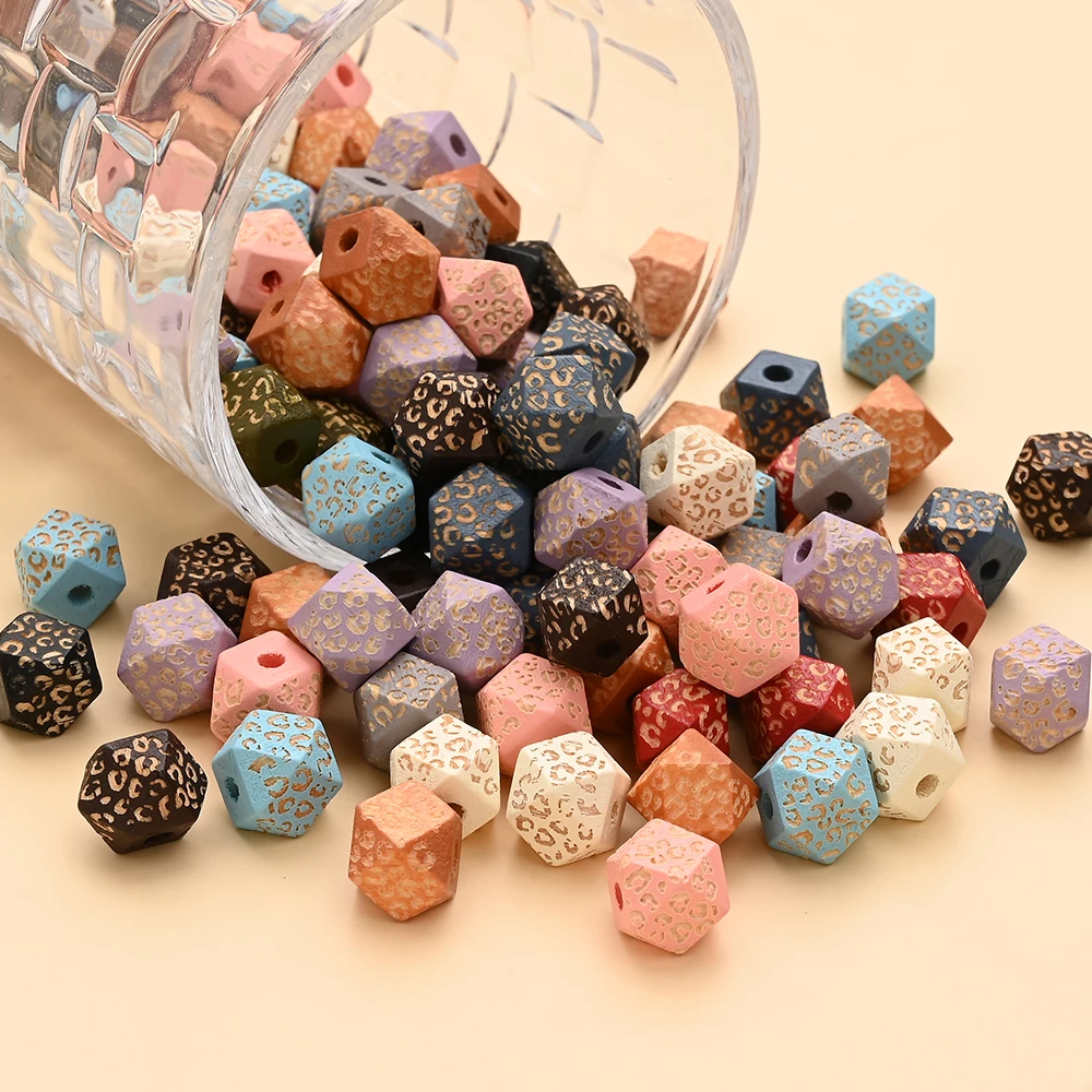 30Pcs Zufällig Mischen Bunte Achteckige Holz Perle BPA FREI Beißring Perlen Für Schnuller Kette Dummy Holde Halskette Zubehör Image