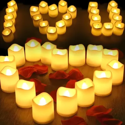 24/48Pcs Flameless LED Candle Battery Operated Realistic Wishing Tea Lights Warm White for Wedding Christmas Halloween Decor