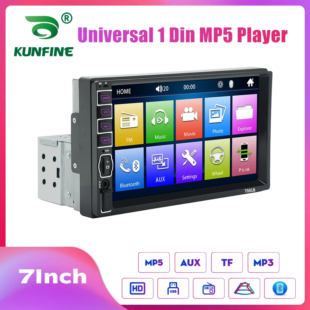 Kunfine universal 1 din Autoradio 7 "hd Touchscreen Auto Audio Auto Stereo mp5 Auto Multimedia Player Autoradio mit Bluetooth FM Image