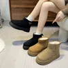 Winter Frauen Kurze Plüsch Warme Schnee Stiefel Casual Schuhe Neue Wildleder Pelz Chelsea Stiefeletten Wohnungen Plattform Damen Schuhe Botas