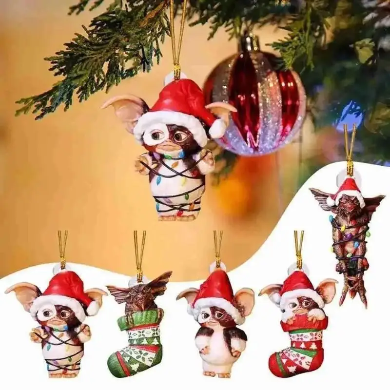 Weihnachten Gremlins Santa Hut Socken Hund Waben Ball Weihnachtsbaum Anhänger Weihnachten Party Dekorationen Kinder Weihnachtsgeschenk Image