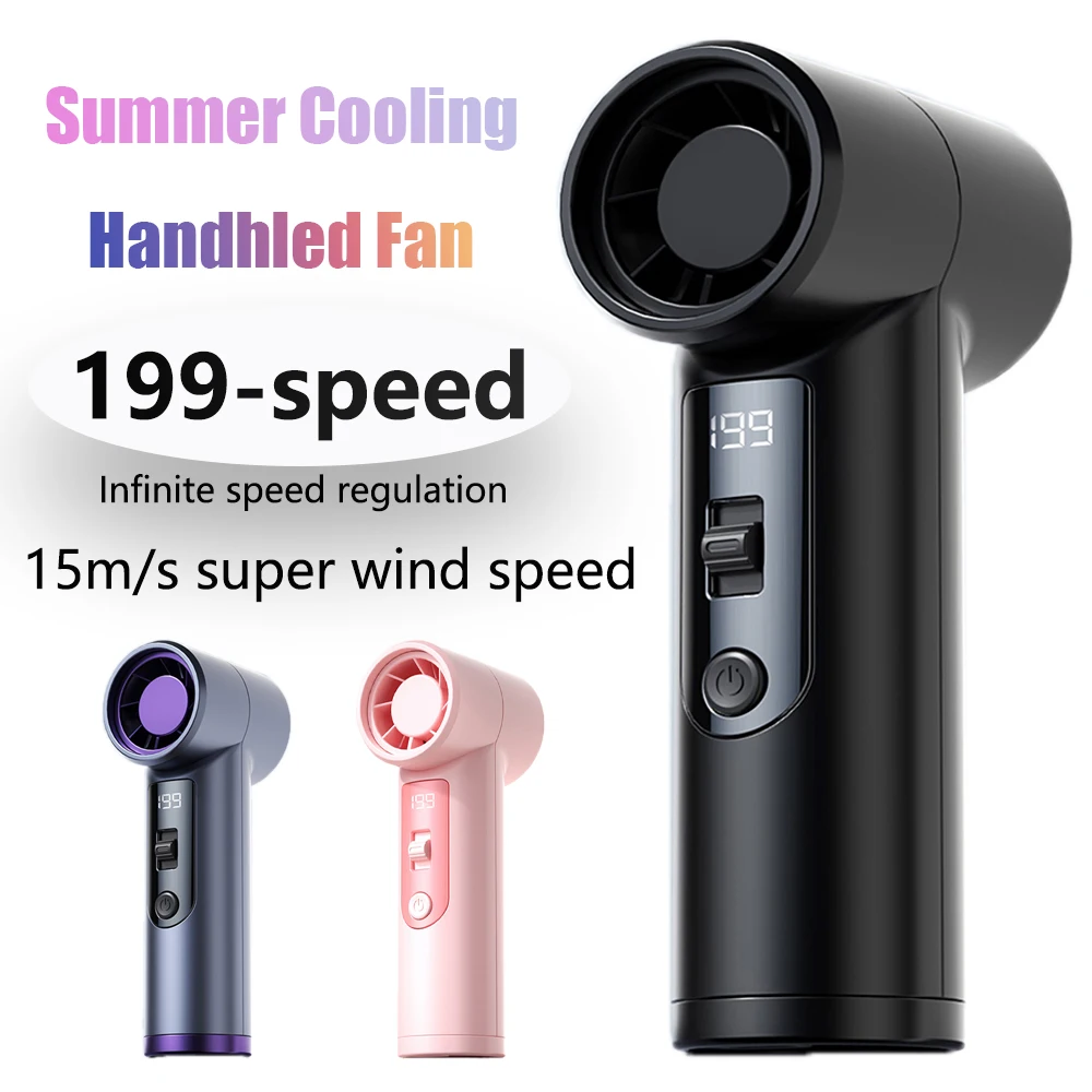 2025 Tragbarer Handventilator, 199 Geschwindigkeiten, Mini-Desktop-Ventilator, leichte Taschenventilatoren, leiser elektrischer Lüfter, Sommergeschenke für Studenten Image