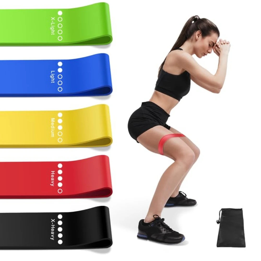Übungsbänder, Widerstandsbänder, Set mit 5 Widerstandsstufen, hautfreundlich, für Indoor-Fitness, Beinkrafttraining, Fitnessstudio, Yoga ﻿ Image