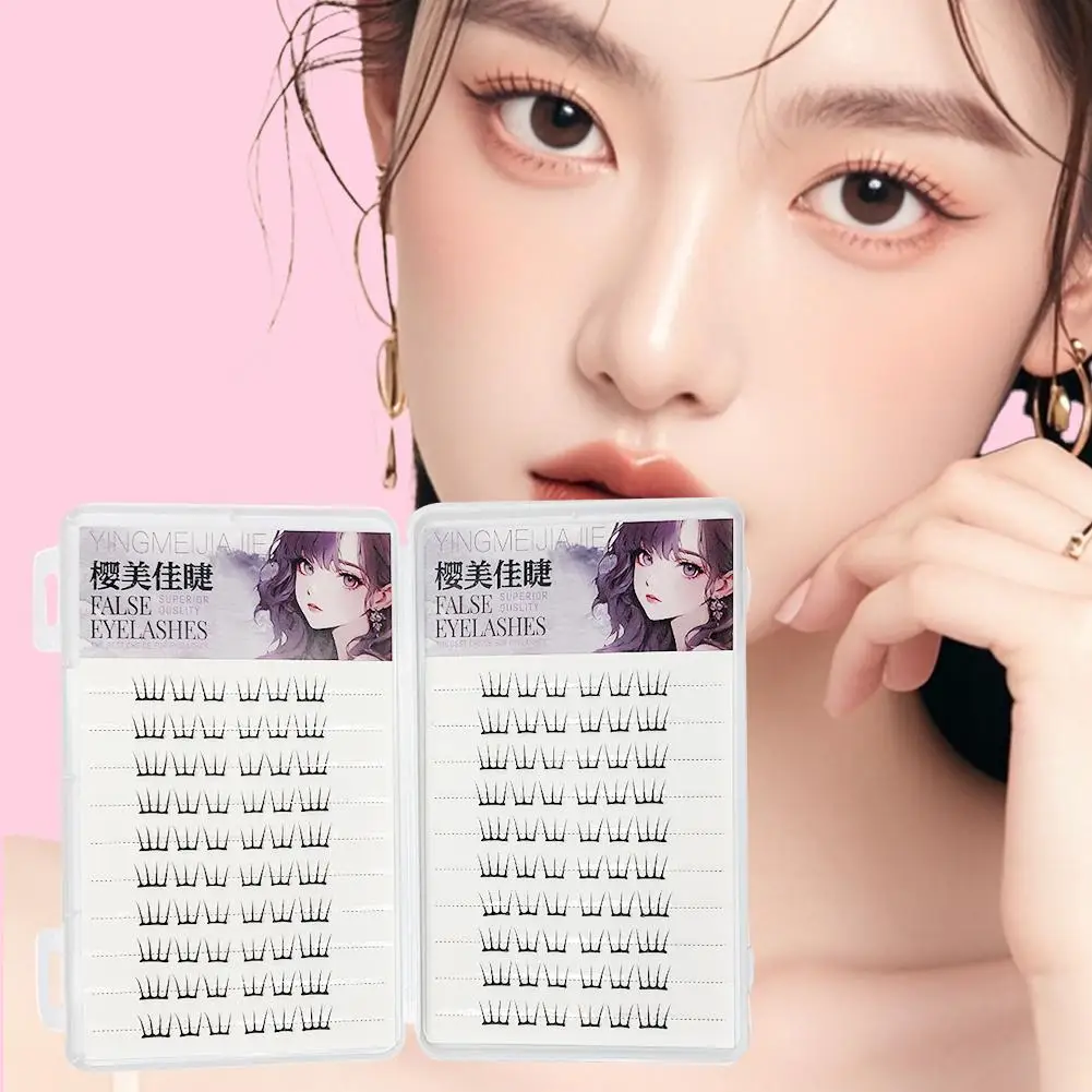 Selbstklebende segmentierte Comic-Falsche Wimpern, kein Kleber erforderlich, einzelne Wimpern, Cluster, natürliche koreanische Idol-Manga-Wimpernverlängerung Image