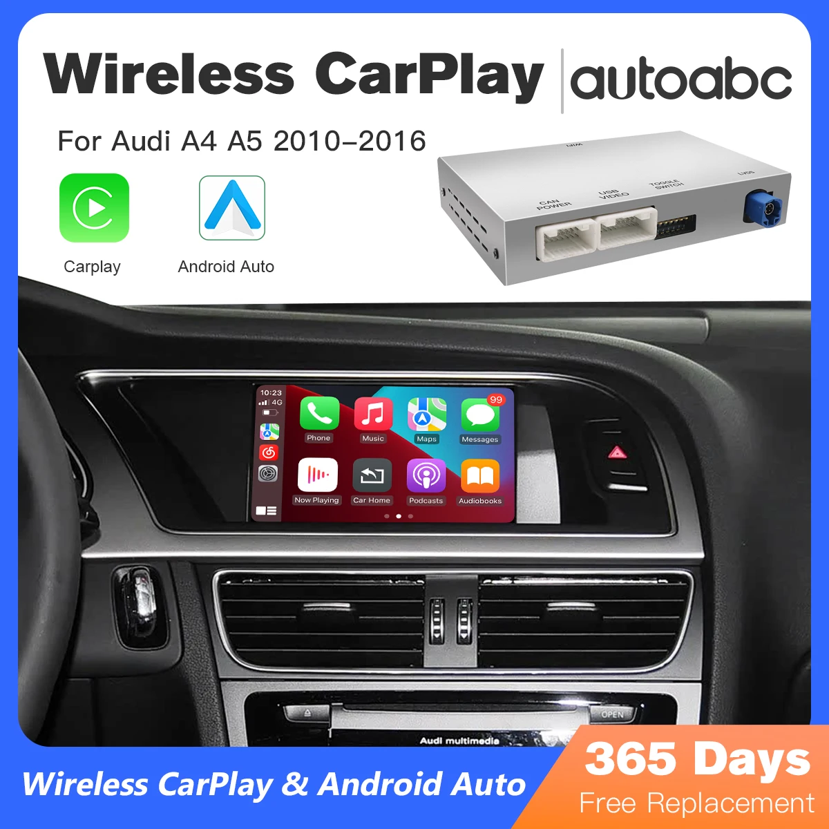 Drahtloses CarPlay Android Auto für Audi A4 A5 Q5 S5 B8 2008–2016 mit 3G MMI, Modell mit Mirror Link AirPlay Front/View Multimedia Image