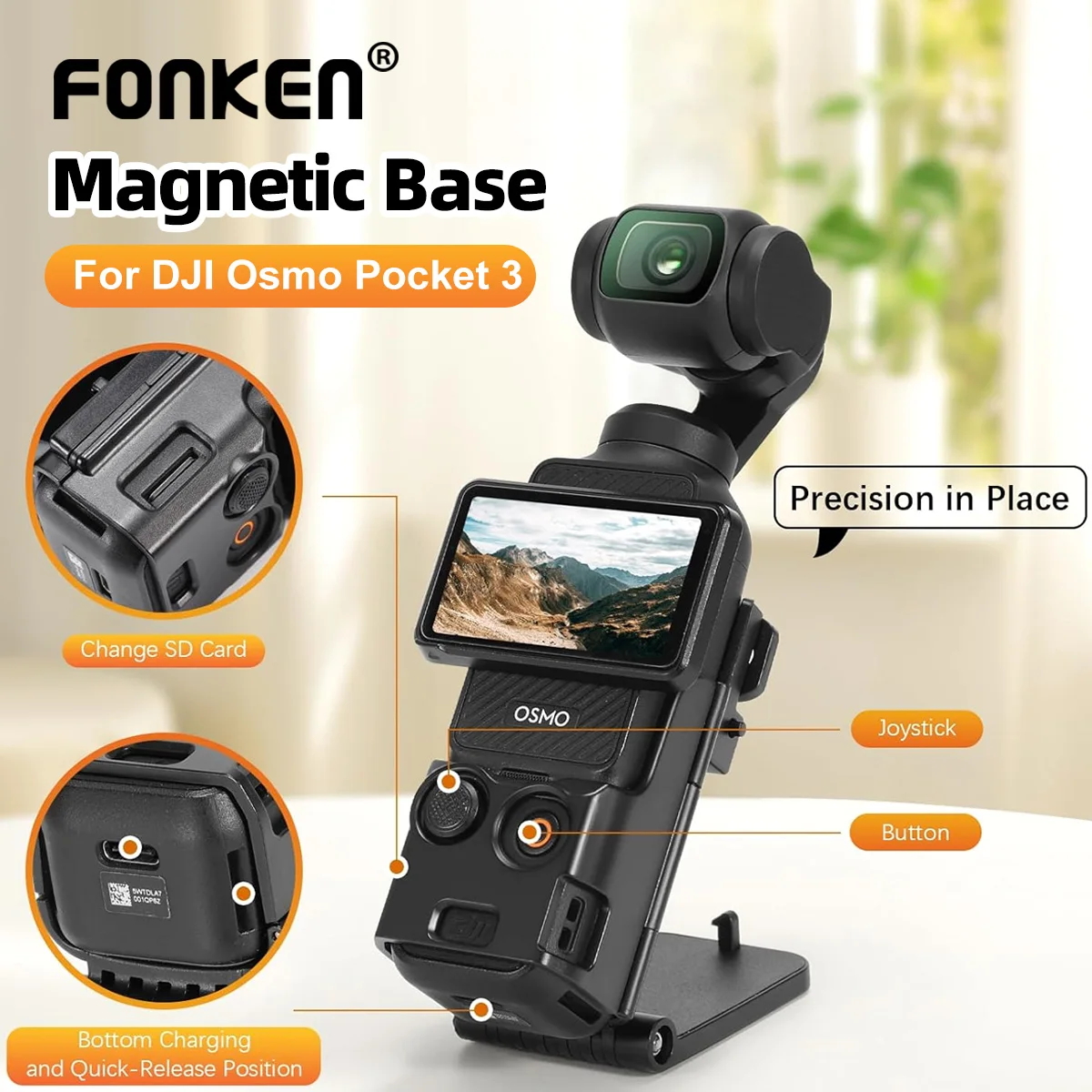Kompakter Magnet-Lenkhalter, Saugnapf, Zubehör für Pocket 3 Ständer, Halterung, Verlängerungskäfig-Adapter für DJI Osmo Pocket 3 Image