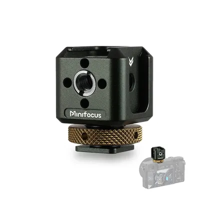 Camera Hot Shoe Extension Bracket w 4 Cold Shoe Mounts for Monitor Microphone LED Video Light for Nikon Canon Sony Cameras Vlog
