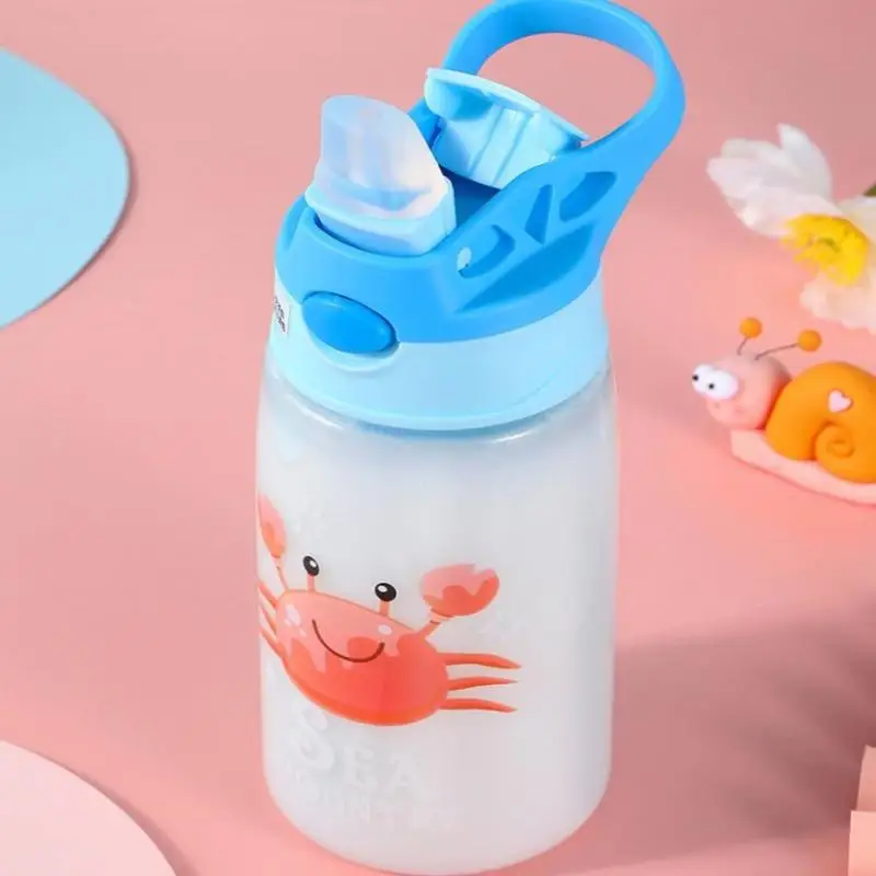 480ML Kinder Wasser Schnabeltasse Cartoon Baby Fütterung Tasse Mit Strohhalme Auslaufsichere Wasser Flasche Outdoor Tragbare Entenschnabel Stroh Tassen Image