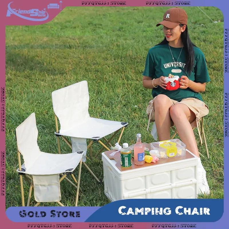 Tragbarer Campingstuhl, zusammenklappbarer Angelstuhl mit Seitentasche, Stühle aus Oxford-Stoff, hohe Belastung, für Outdoor-Reisen, Wandern, Picknick