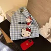 Sanrio Cartoon Hello Kitty Grid Canvas Tasche Anime Kitty Katze Sommer Pendeln Große Kapazität Messenger Bags Schulter Messenger Bag
