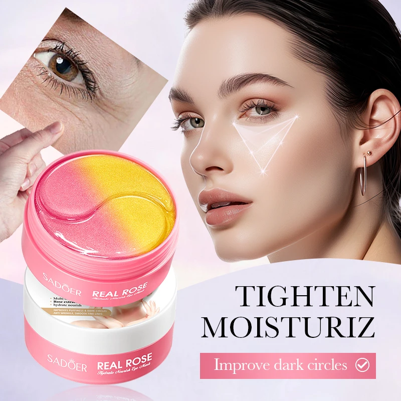 60 Stück SADOER Rose Crystal Collagen Augenmaske Anti Augenringe Augen Taschen Anti-Aging Anti Falten Feuchtigkeitsspendende Augenklappen Image