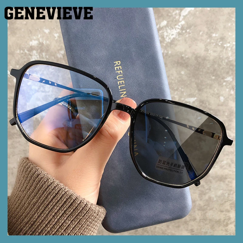 GENEVIEVE Einfache, klassische, geometrische, quadratische Design-Damen-Lesebrille mit Anti-Blaulicht, photochrom, anpassbar, verschreibungspflichtig Image