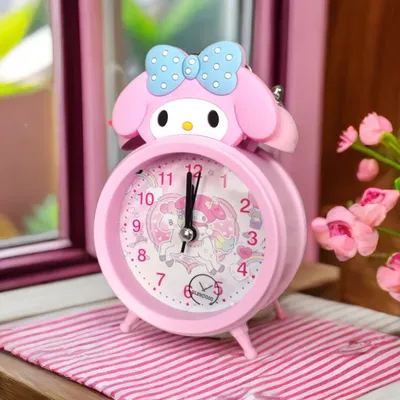 Sanrio Melody New Princess Style Children Cute Alarm Clock Girl Room High Volume Cartoon Desktop Mute Alarm Clock Student Gift