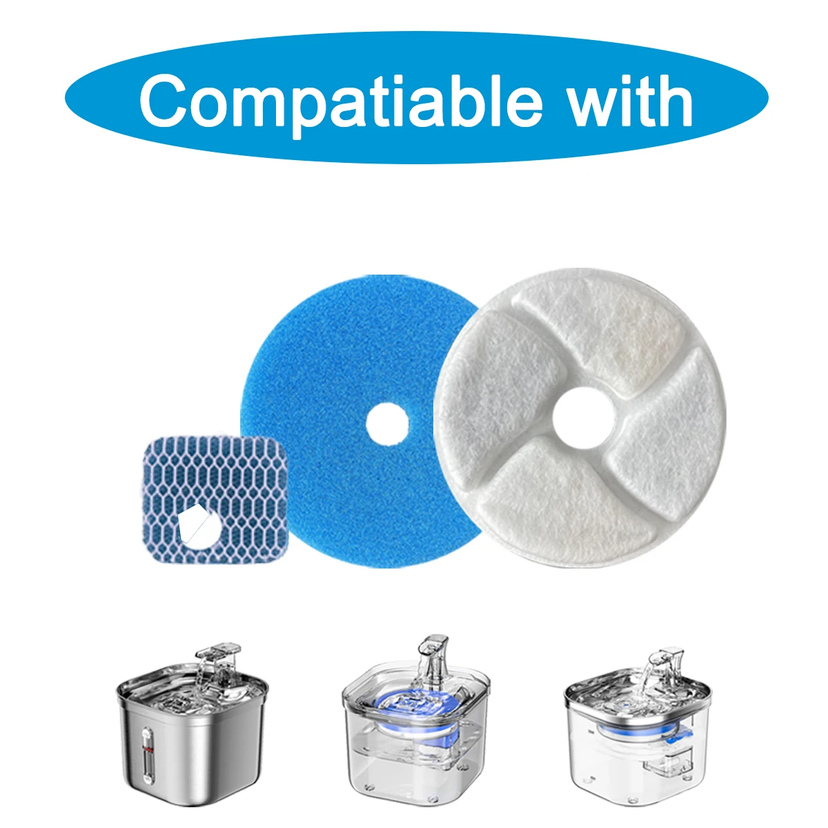 6/12 sets Cat Water Fountain Replacement Filters Pet Water Fountain Replacement Filter for 2.2L Stainless Cat Water Fountain