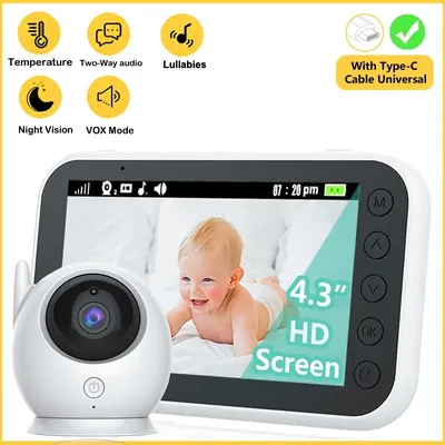 4.3 Inch Wireless Video Baby Monitor Surveillance Audio Camera Auto Night Vision 2Way Intercom Babysitter lullaby Security Nanny