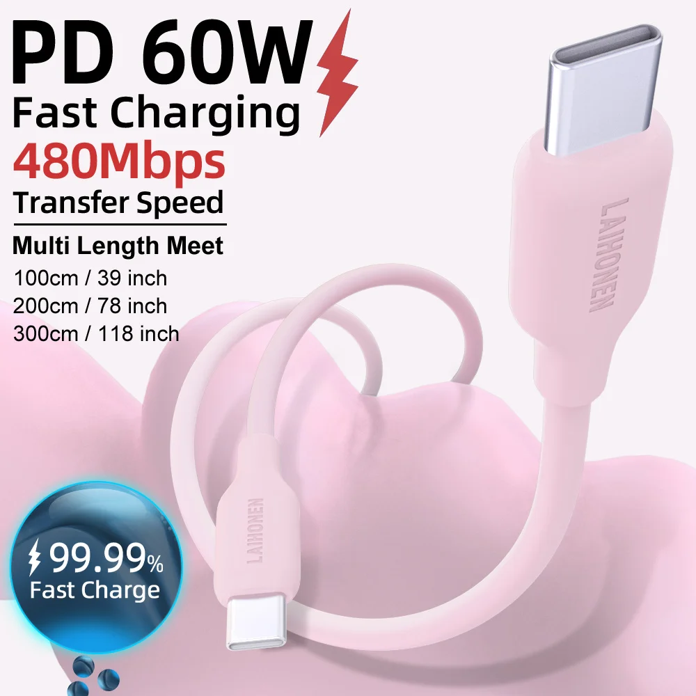 PD 60 W Typ C Zu Typ C Ladekabel Flüssigkeit Silikon Für Xiaomi 13 Huawei Samsung S6 MacBook Ladung für Ipad Pro Ladegerät Kabel Image