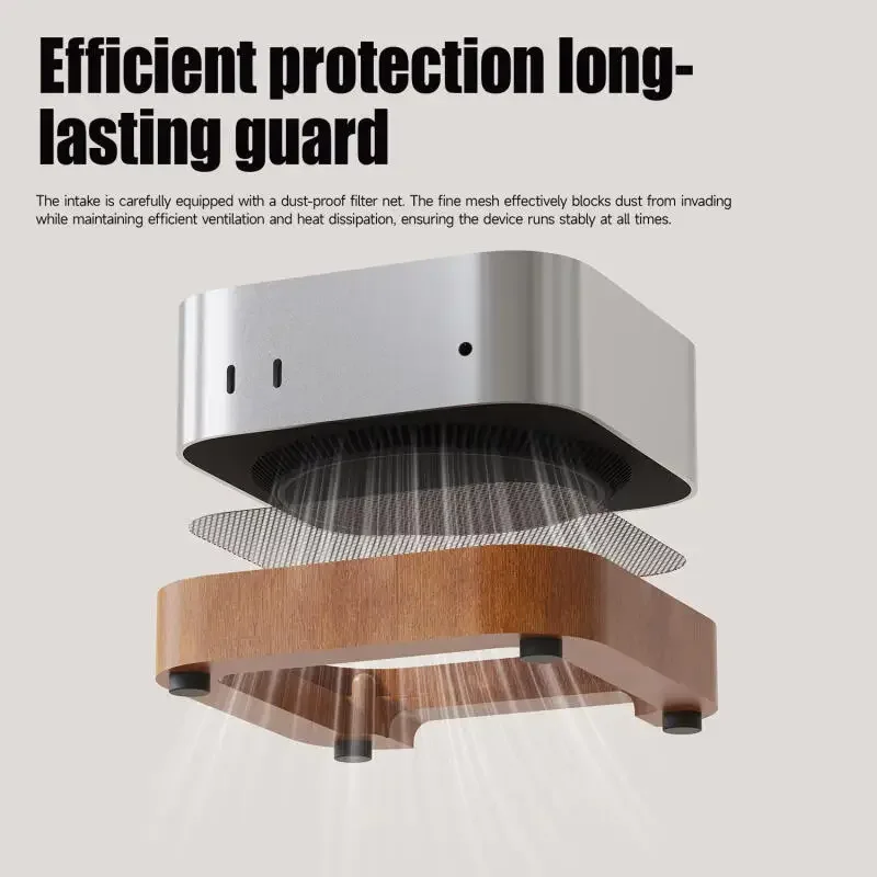 Desktop-Ständerhalterung aus Holz für Mac Mini M4/m4 Pro 2024, rutschfeste, höhenvergrößernde Halterung, Schreibtisch-Dock-Organisationszubehör Image