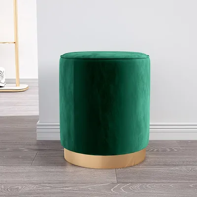 Living Room Round Stool Vanity Stool Velvet Ottoman Footrest Home Office Compact Low Pouf Shoe changing stool Dia33XH42cm