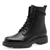 Schnürstiefelette TAMARIS, Damen, Gr. 37, schwarz, Leder, Lederimitat, unifarben, casual, Schuhe, Blockabsatz, Schnürboots mit schaftumwickelnenden Schnürsenkeln