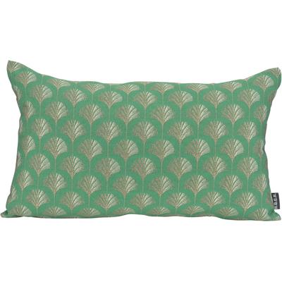 Dekokissen H.O.C.K. "Erny", grasgrün, goldfarben, gemustert, B:50cm H:10cm L:30cm, Obermaterial: 100% Polyester. Füllung: 100% Polyester, Dekokissen_Sitzkissen_Kissenhüllen, Sofakissen inkl. Füllung, 50x50cm, Dekokissen, Gingko-Muster Image
