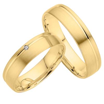 Trauring PHÖNIX "Schmuck, Partnerring, Ehering, Verlobungsring, Freundschaftsring" Gr. 55, gold (gelbgoldfarben), Fingerringe, 55, ohne Brillant, Silber 925 (Sterlingsilber), 5mm, Made in Germany - wahlweise mit oder ohne Brillant Image
