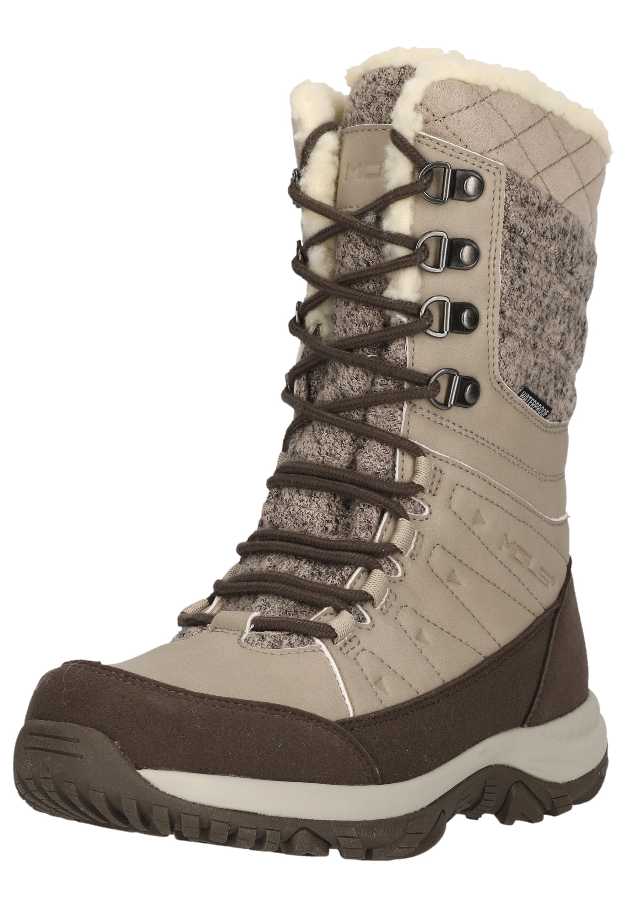 Stiefel MOLS "Bakan", Damen, Gr. 39, grau, beige, Kunstfaser, Polyurethane, Schuhe Stiefel, mit wasserdichtem Materisl