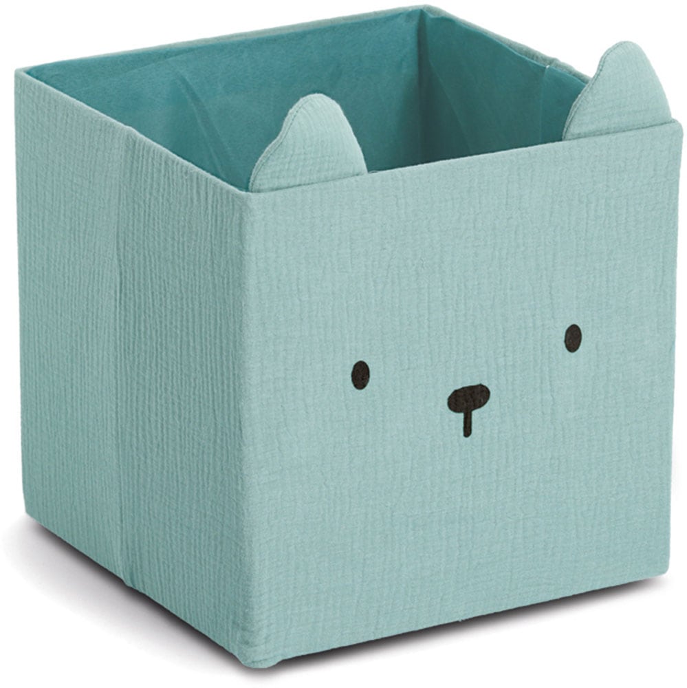 Aufbewahrungsbox ZELLER PRESENT ""Bär", Musselin", mint, B:28cm H:28cm T:28cm, Baumwolle, Polyester, Aufbewahrungsboxen, Tiermotiv, kinderfreundlich, faltbar