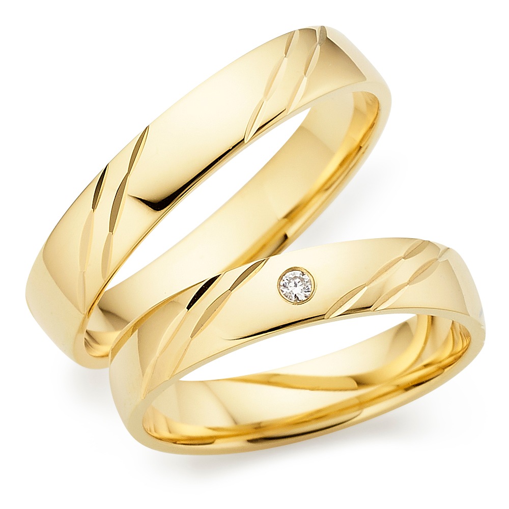 Trauring PHÖNIX "Schmuck, Partnerring, Ehering, Verlobungsring, Freundschaftsring" Gr. 60, gelbgoldfarben, Fingerringe, 60, 0,02 SI = kleine Einschlüsse mit Brillant, Silber 925 (Sterlingsilber), 4mm, Made in Germany - wahlweise mit oder ohne Brillant Image