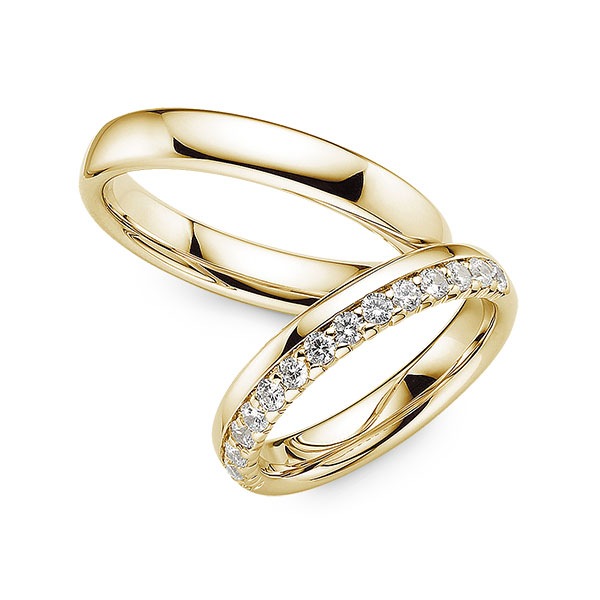 Trauring PHÖNIX "Schmuck, Geschenk, Partnerring, Ehering, Goldring" Gr. 58, gelbgoldfarben, kristallweiß, Fingerringe, 58,mit Zirkonia, Gelbgold 333, 4mm, Made in Germany - wahlweise mit oder ohne Zirkonia Image