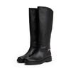 Stiefel TOMMY HILFIGER "TH HORSEBIT RIDING LONG BOOT", Damen, Gr. 38, Normalschaft, schwarz, Leder, unifarben, modisch, Schuhe, Blockabsatz, Langschaftstiefel, goldfarbene Zierkette an der Ferse